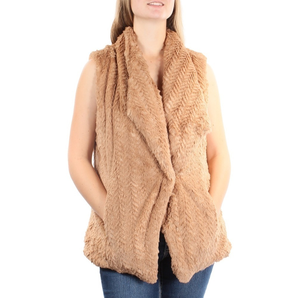 Wild Flower Tan Faux Fur Vest